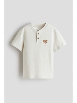 H&M - Boys Beige Cotton Henley T-Shirt