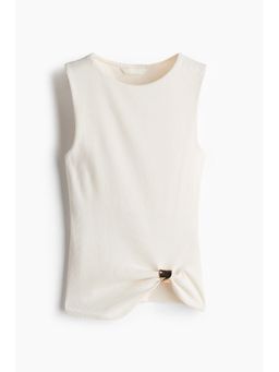 H&M - Women White Draped-Detail Ribbed Top