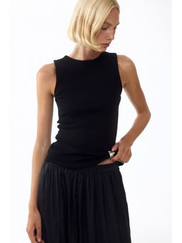 H&M - Women Black Draped-Detail Ribbed Top