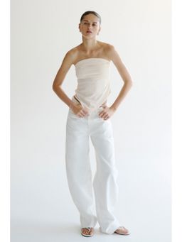 H&M - Women White Asymmetric Tube Top