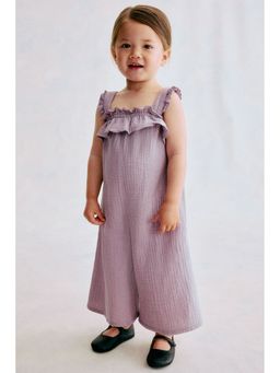 H&M - Girls Purple Cotton Muslin Jumpsuit