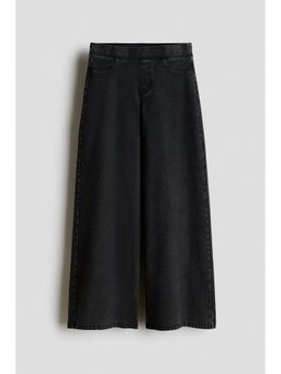 H&M - Girls Black Denim-Look Wide-Leg Jeggings