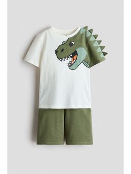 H&M - Boys White 2-Piece AppliquD Set