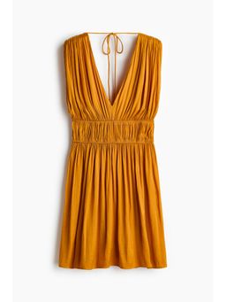 H&M - Women Yellow Draped Tie-Detail Dress