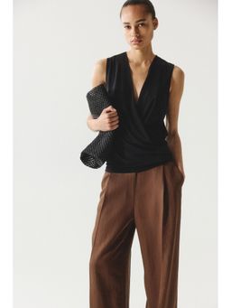 H&M - Women Black Sleeveless Wrap Top