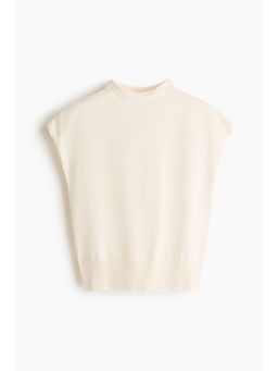 H&M - Women White Cap-Sleeved Fine-Knit Top