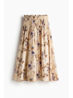 H&M - Women Beige Smocked-Waist Skirt