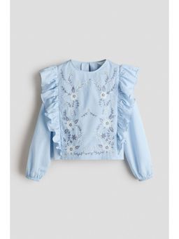 H&M - Girls Blue Embroidered Top
