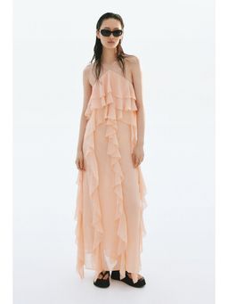 H&M - Women Orange Flounced Chiffon Dress