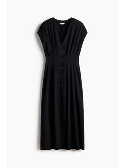 H&M - Women Black Button-Front Midi Dress