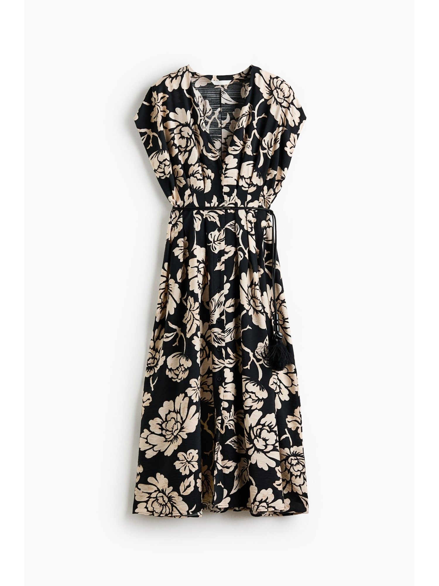 h&m Women Black Button-Front Midi Dress-picture-23