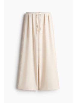 H&M - Women Beige Pleated Drawstring Trousers