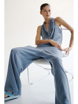 H&M - Women Blue Crinkled Wrap Top