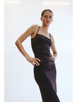 H&M - Women Brown Gathered Strappy Dress