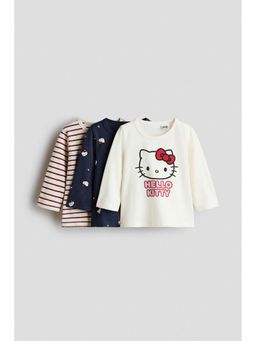 H&M - Girls Multi-Color 3-Pack Printed Tops