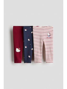 H&M - Girls Multi-Color 3-Pack Printed Leggings