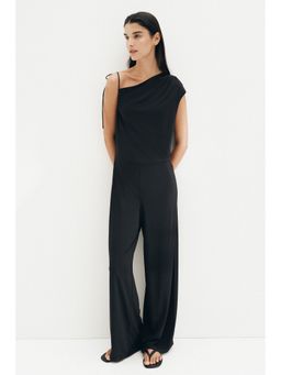 H&M - Women Black Asymmetric Jersey Jumpsuit