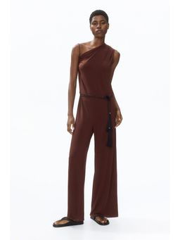 H&M - Women Brown Asymmetric Jersey Jumpsuit