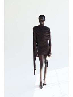 H&M - Women Brown Cape-Detail Draped Dress