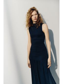 H&M - Women Blue Draped Jersey Dress