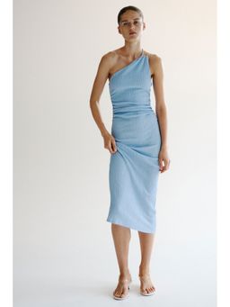 H&M - Women Blue Crinkled One-Shoulder Dress