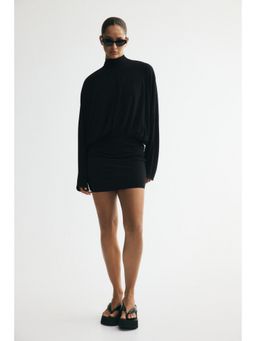 H&M - Women Black Batwing-Sleeved Tie-Detail Dress