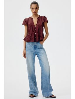 H&M - Women Red Puff-Sleeved Blouse