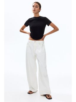 H&M - Women Black Ribbed Viscose T-Shirt