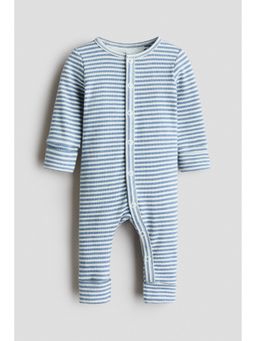 H&M - Unisex Blue Ribbed Cotton Romper