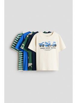 H&M - Boys Multi-Color 5-Pack Cotton T-Shirts