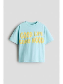 H&M - Boys Turquoise Oversized Printed Cotton T-Shirt