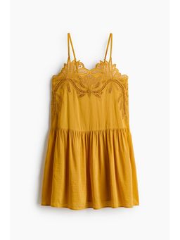 H&M - Women Yellow Embroidered Strappy Dress