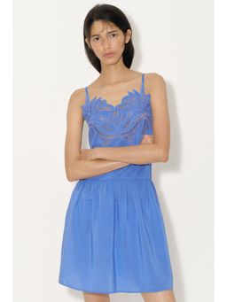H&M - Women Blue Embroidered Strappy Dress