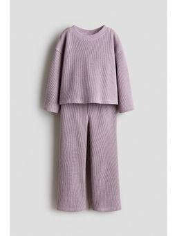 H&M - Girls Purple 2-Piece Waffled Cotton Set