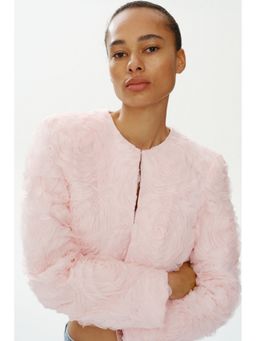 H&M - Women Pink Cropped Appliquad Jacket
