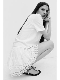 H&M - Women White Tiered Broderie Anglaise Skirt