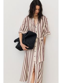 H&M - Women Beige Tie-Belt Dress