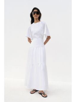 H&M - Women White Tie-Detail Tiered Dress