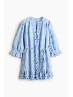 H&M - Women Blue Broderie Anglaise Cotton Dress