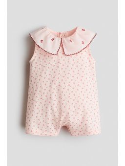 H&M - Girls Pink Collared Cotton Romper Suit