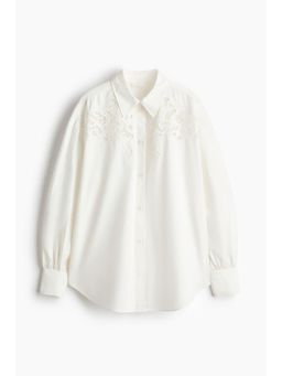 H&M - Women White Oversized Broderie Anglaise Shirt