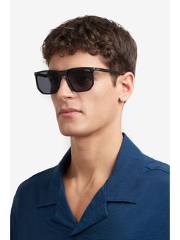 CARRERA - Mens Grey Polarized Lens Black Grey Polarized Rectangular Sunglasses (58)