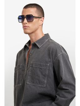 CARRERA - Mens Dk Blue Lens Black Crystal Non Polarized Square Sunglasses (56)