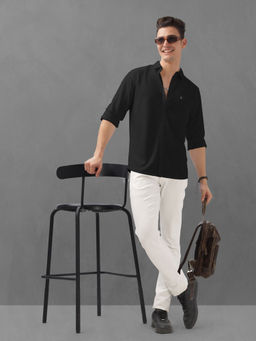 BULLMER - Black Trendy Regular Fit Solid Full Sleeve Causal Shirt for Men