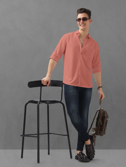 BULLMER - Brick Trendy Regular Fit Solid Full Sleeve Causal Shirt for Men