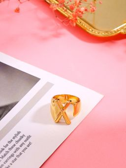 Mitali Jain - Gold Initial Ring-X