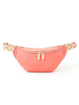 Accessorize London - Women Faux Leather Coral Zip Bumbag
