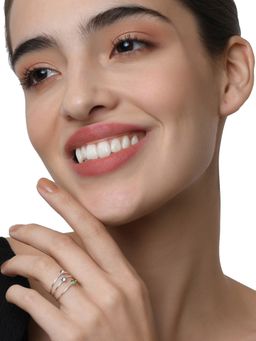 Accessorize London - 925 Pure Sterling Silver Set of 3 Pastel Swarovski Stacking Silver Rings (S)