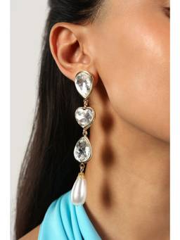 MINJI AND CO. - Long Dangling Gold Plating Brass Drop Earrings