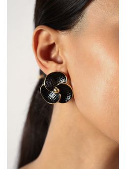 MINJI AND CO. - Black Petals Gold Plating Brass Stud Earrings
